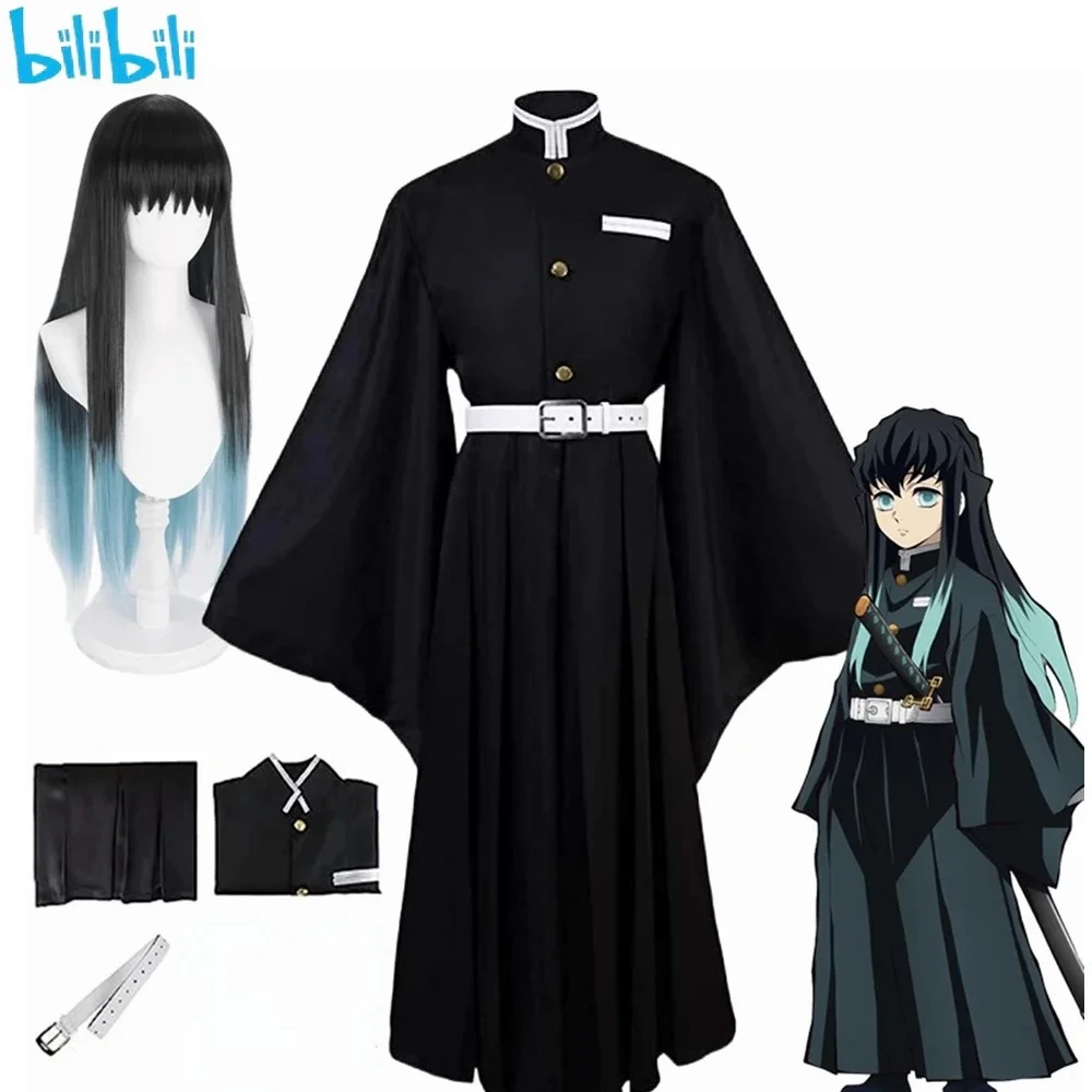 Anime Demon Slayers Kimetsu No Yaiba Tokitou Muichirou Cosplay Costumes Kisatsutai Uniform Wig Halloween Party Costume