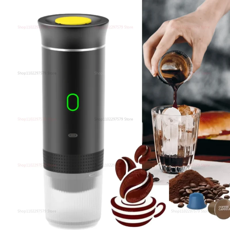 Wireless Electric Portable Coffee Machine for Car & Home Camping Coffee Maker 3-in-1 Capsule Powder Travel Espresso Machine