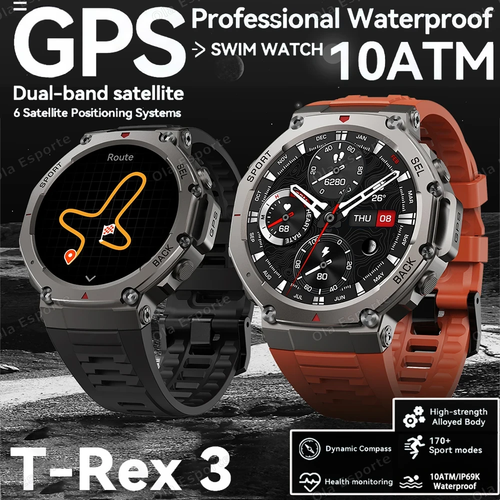 New Original T-Rex 3 Ultra Military GPS Smartwatch Built-in GNSS Compass Altimeter 10ATM Waterproof Sport Outdoor Smartwatch Men