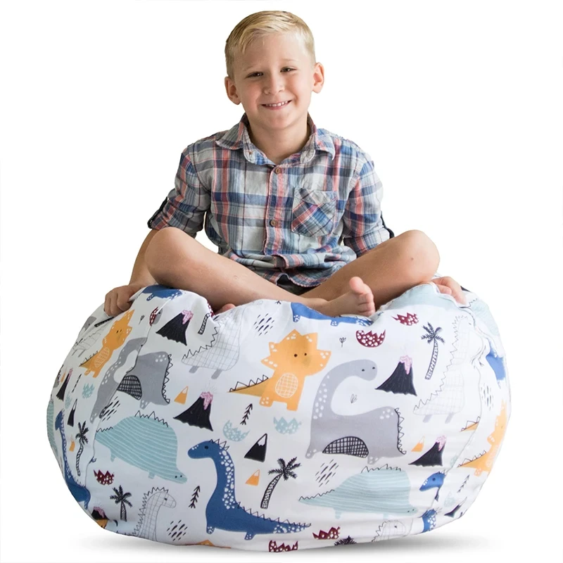 Printed Children's Plush Toy Storage Beanbag Set Comfortable Lazy Sofa Beanbag Storage Stuffed Chair Children's Toy Zipper