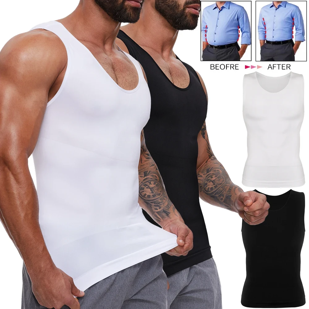 Men's Body Shaping Vest Tummy Control Sleeveless Breathable Quick Dry Top Fitness Sportswear Comfortable Bottoming Underwear New
