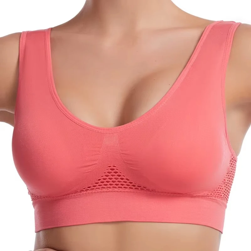 S-7XL Plus Size Grid Air Holes Bra sports without underwire Women's Underwear Shock-proof Yoga Running Brassiere Hollow out Vest