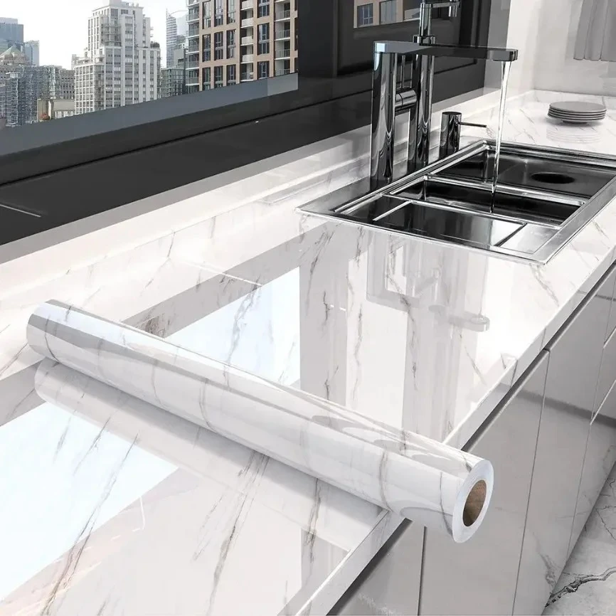 60cm/80cm Marble Self Adhesive Wallpaper Peel and Stick Wallpaper Kitchen Bathroom Contact Paper Modern Waterproof Wall Stickers