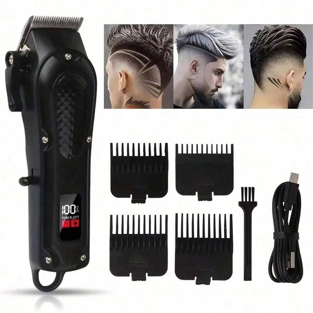 Professional USB Rechargeable Hair Clipper & Beard Trimmer, Cordless for men