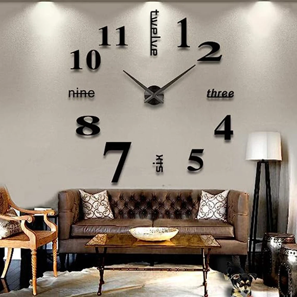 2D/3D Wall Clock Mirror Wall Stickers DIY Watches Large Acrylic Quartz Wall Clocks Removable 4Color Art Decal Sticker Home Decor