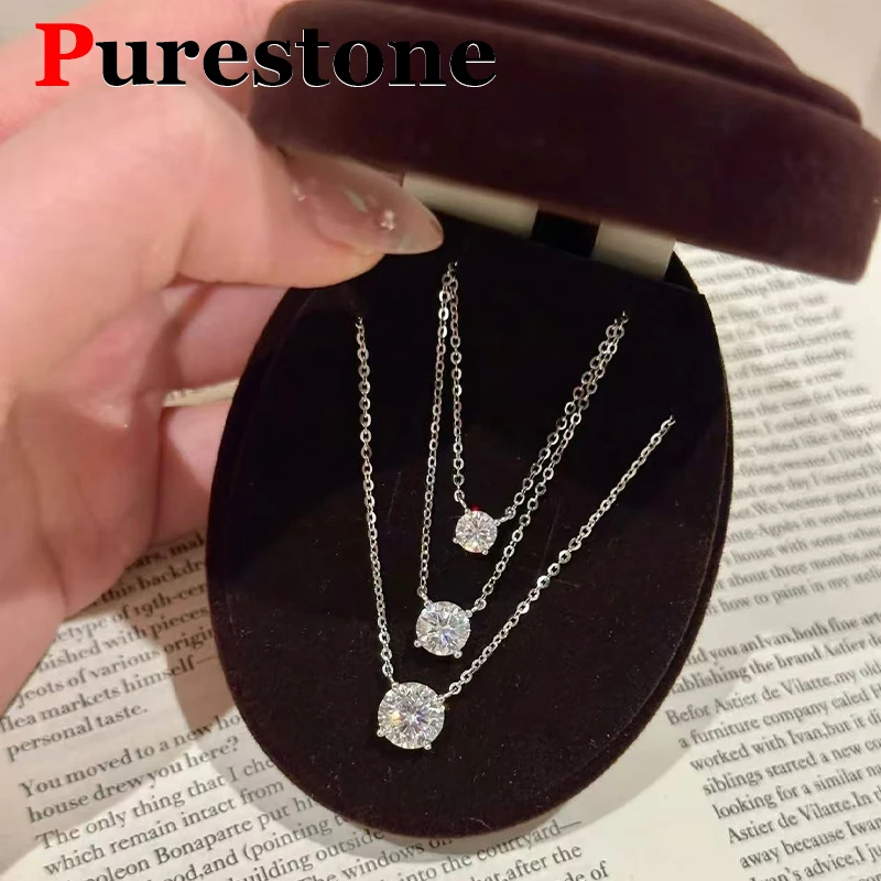 Classic Women's Moissanite Diamond Necklace Simple Original 925 Sterling Silver Jewelry premium Clavicle ChainFor women