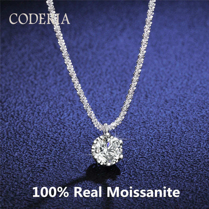 Best Selling S925 Silver Moissanite Necklace Thick Chain Women Birthday Gift 1-2CT Diamond Necklace Exquisite Party Jewelry
