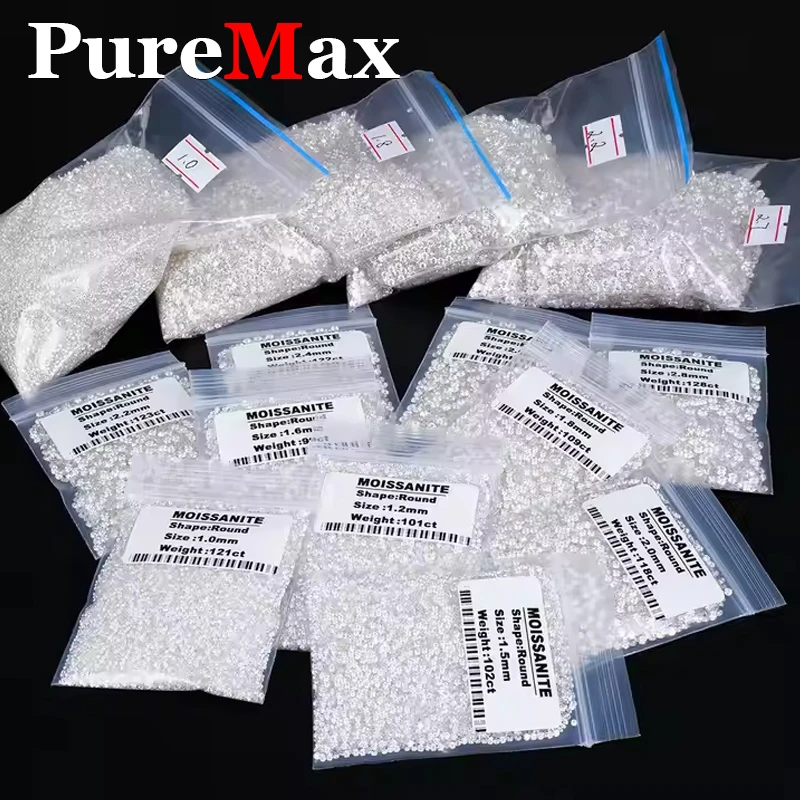 Premium 0.7mm-30ct Full Size Loose Moissanite Stone Factory Wholesale D Color Small Size Loose Moissanite Diamond Stone