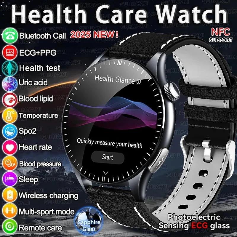 New Health Care ECG+HRV+NFC SmartWatch Body Analysis Uric Acid Blood lipids Heart Rate Blood pressure Monitoring Smartwatch