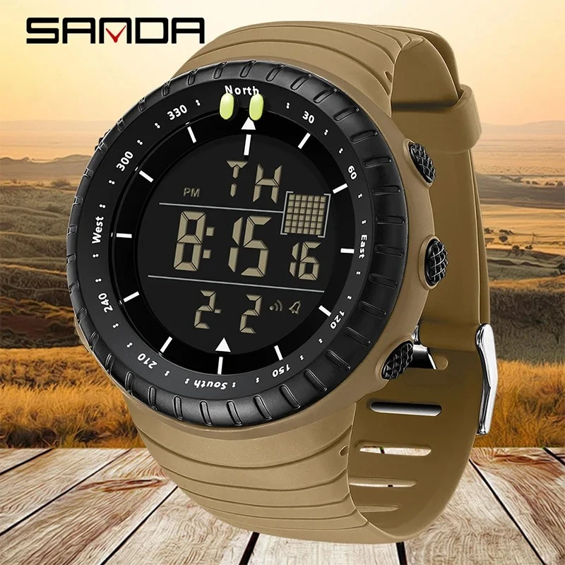 Men's Electronic Watch Outdoor Sports LED Analog Digital Alarm Clock Chronograph Multifunction Waterproof Men's Wristwatch