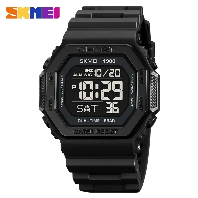 1988 Military Countdown Chrono Wristwatch for Men LED Display Digital Sport Watch Mens Waterproof Clock 1628 Reloj Hombre