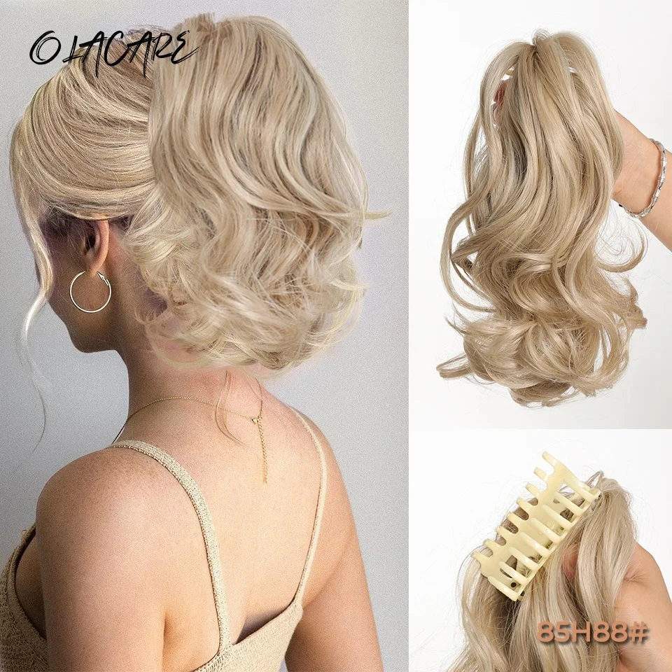 Synthetic Wavy Ponytail Extension Hairpiece Short Curly Claw Clip Ponytail For Women Heat Resistant Pony Tail Clip Fake Hair