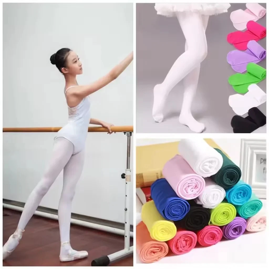 Summer Spring Candy Color Kids Pantyhose Ballet Dance Tights for Girls Stocking Children Velvet Solid White PantyhoseFull Girls