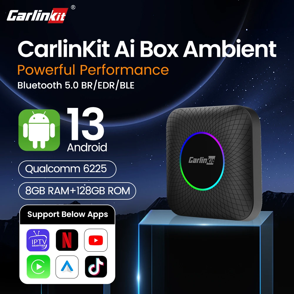 Carlinkit Android 13 Tv Box LED 8+128GB CarPlay Wireless Android Auto Wireless Adapter Support Youtube Netfilx IPTV Spotify GPS