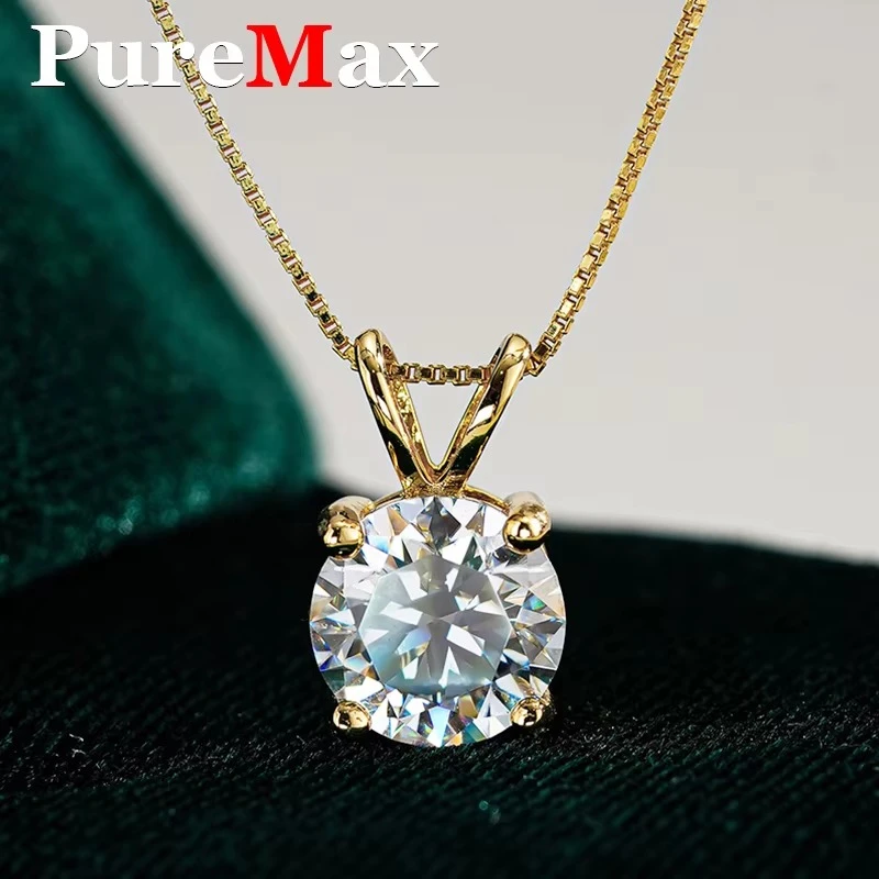 Pure Max 1ct 2ct 3ct D Color VVS1 Moissanite Diamond Top Quality 18K Gold Plated Pendant Necklace Fine Jewelry Gifts Wholesale