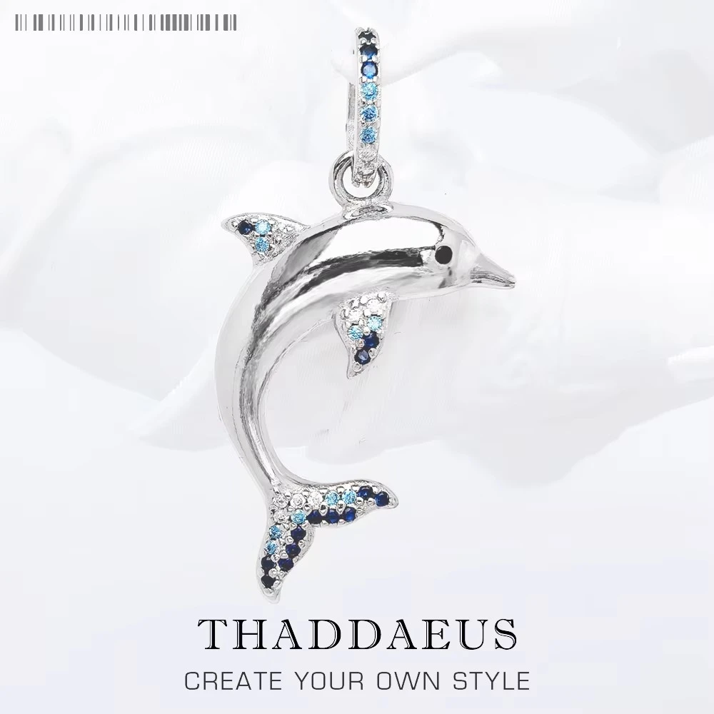 Pendant Dolphin Blue Brand 925 Sterling Silver Glam Jewelry 2023 Europe Style Accessorie Soul Lucky Gift For Woman