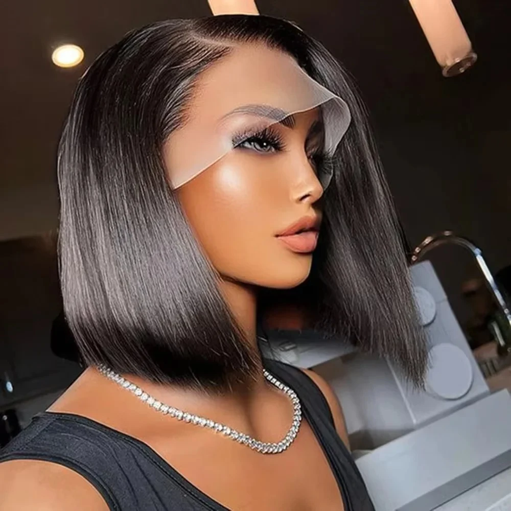 4x4 13x4 Lace Front Human Hair Bone Straight Wigs Cheap Short Bob Wig Brazilian Preplucked Lace Frontal Wigs 100% Human Hair