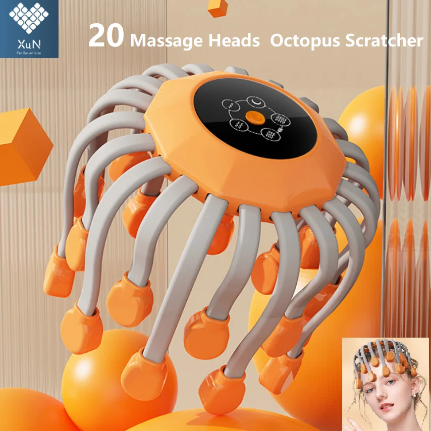 Heads Orange Scalp Head Massager Red Light Vibrator Octopus Scratcher For Relaxa