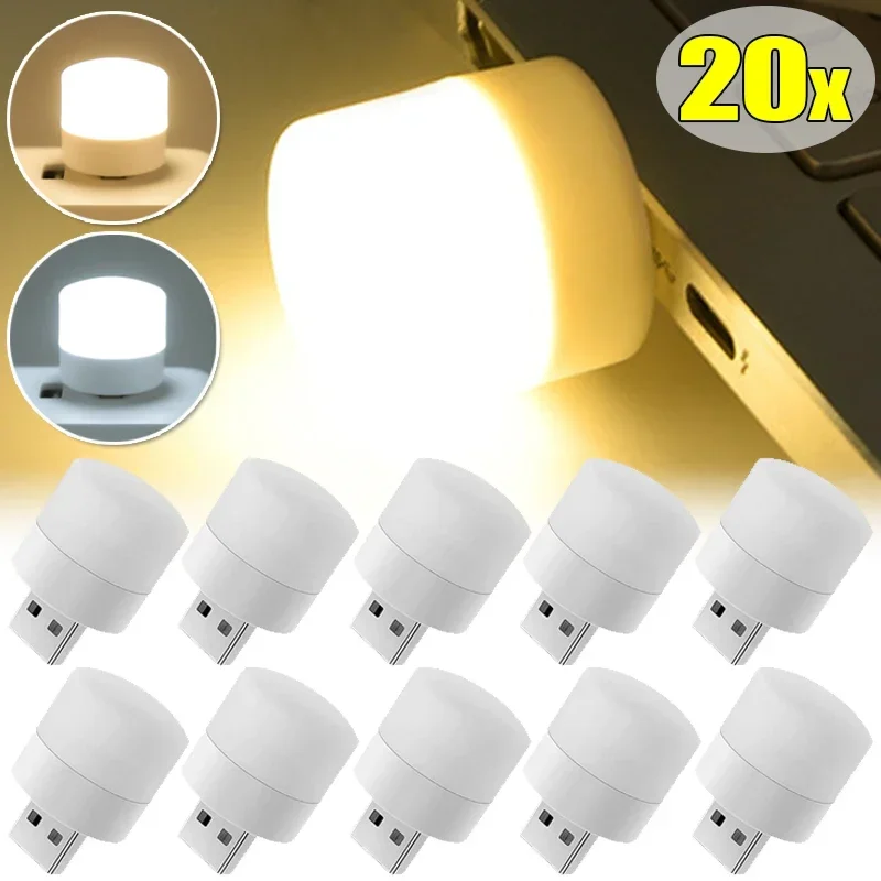 20PCS Mini USB LED Light Portable Plug Lamps Eye Protection Book Reading Light S