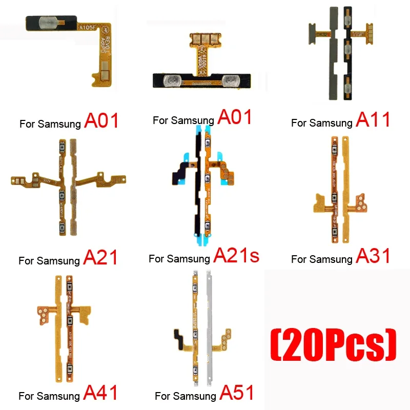 20Pcs Phone Power On Off Switch Button Volume Key Flex Cable For Samsung Galaxy 