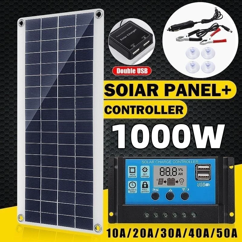 20W-1000W Solar Panel 12V Solar Cell 10A-100A Controller Solar Panel for Phone R