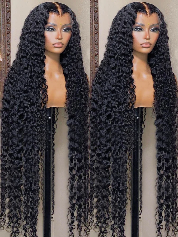 250% Deep Wave 13x6 HD Lace Frontal Wig Curly Human Hair Wigs For Women Water Wa