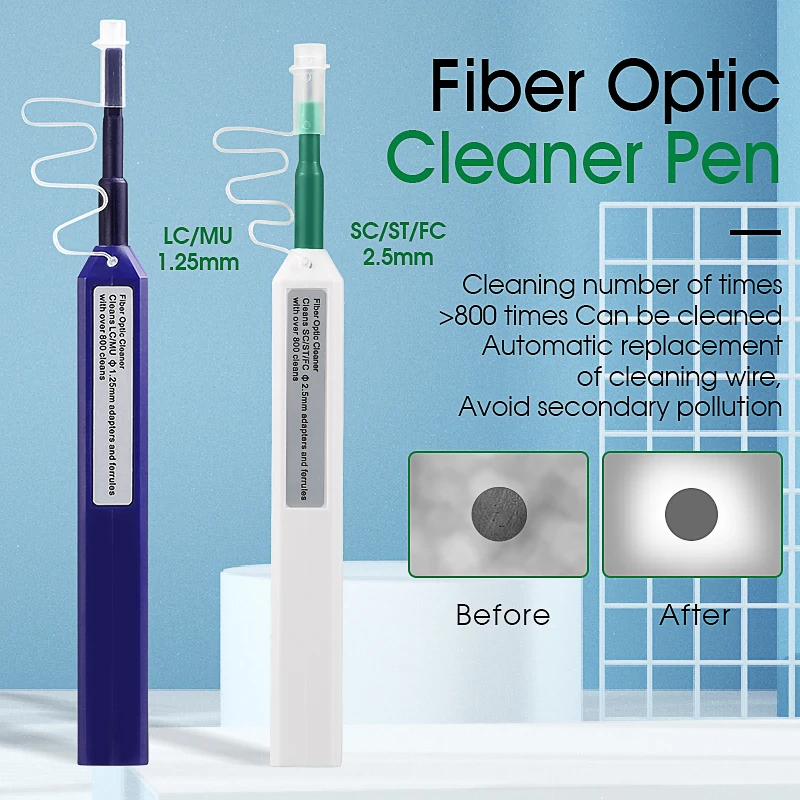 2PCS/lot FTTH Optical Fiber cleaning pen tool 2.5mm LC MU 1.25mm SC FC ST LC Con