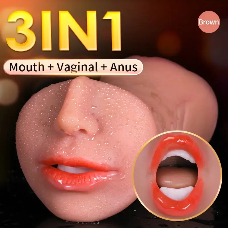 3 IN 1 Sex Toys Masturbation For Men Deep Throat Artificial Real Pussy Oral Male