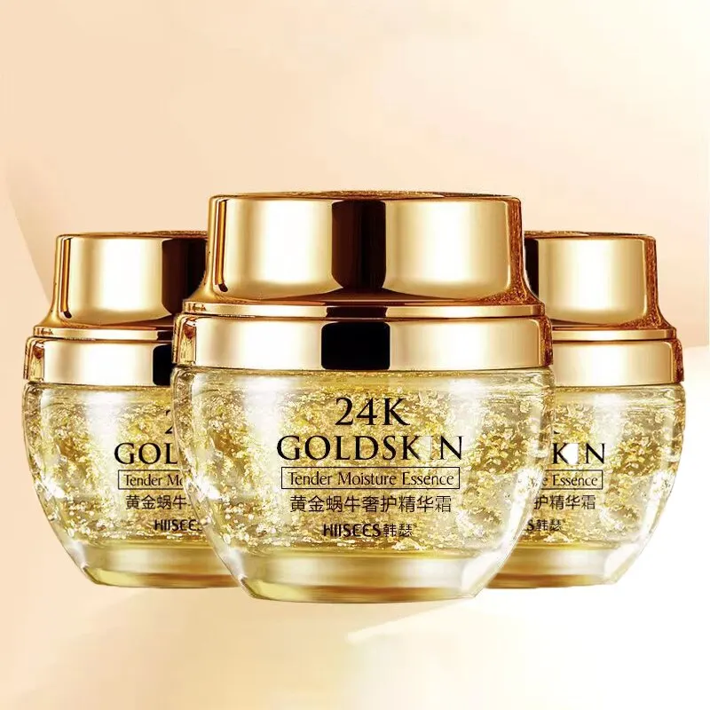 3 Pieces 24K Gold Snail Collagen Cream Moisturizing Skin Care Essence Oil Contro