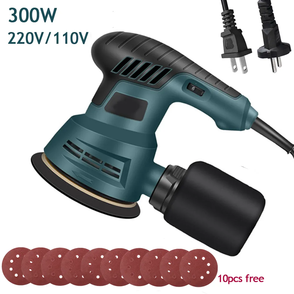 300W Electric Eccentric Sander 6 Gears Speed Adjustment 5 Inch 125mm Wood Sandin