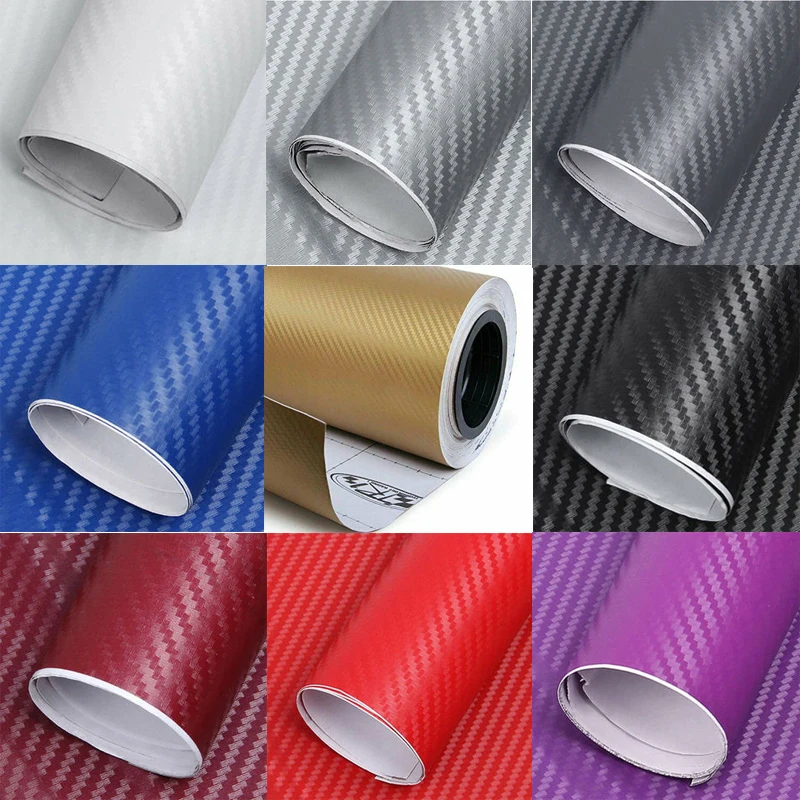 3D Colored Carbon Fiber Sticker Roll Film Wrap Car Motorcycle Universal DIY Styl