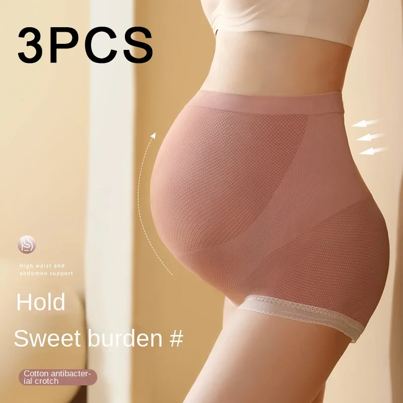 3PCS Maternity Panties High Waist Pregnant Panties Adjustable Belly Support Brie