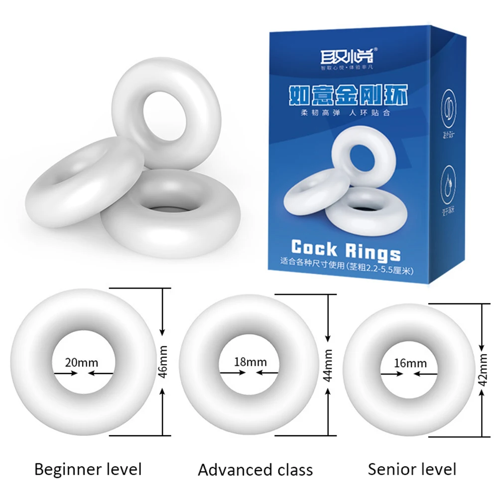 3pcs Penis Cock Rings Adult Goods For Men 18+ Delay Ejaculation Adult Sex Toys M