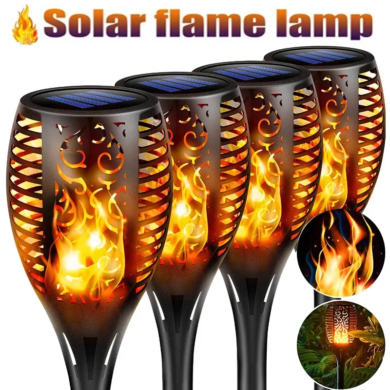 4/2/1Pcs Solar Flame Lights Torch Flickering Light Waterproof Garden Decoration 
