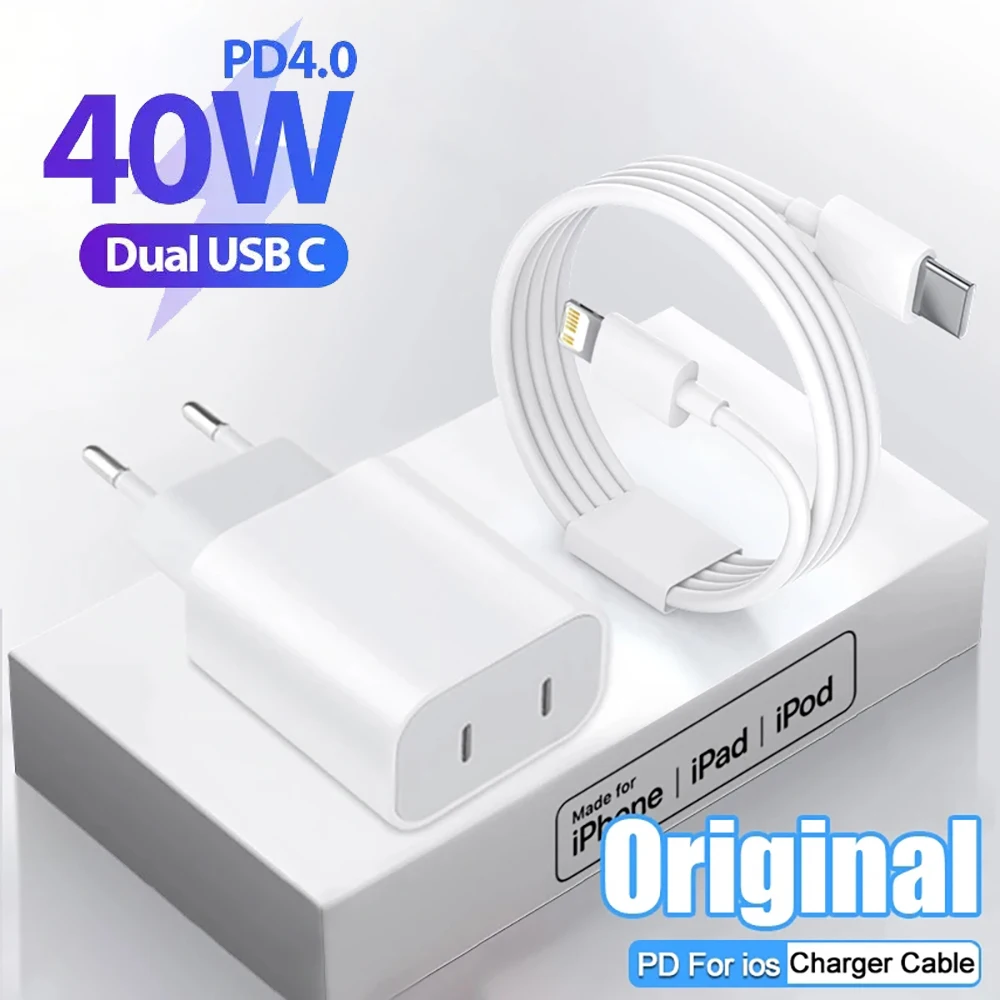 USB C Charger 40W Fast Charge Dual PD Charger Type C Fast Charger Adapter For iP