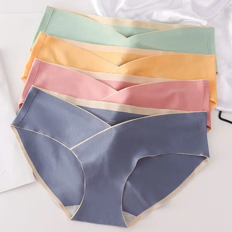 4pcs Cotton Maternity Panties High Waist Pregnant Panties Adjustable Belly Suppo