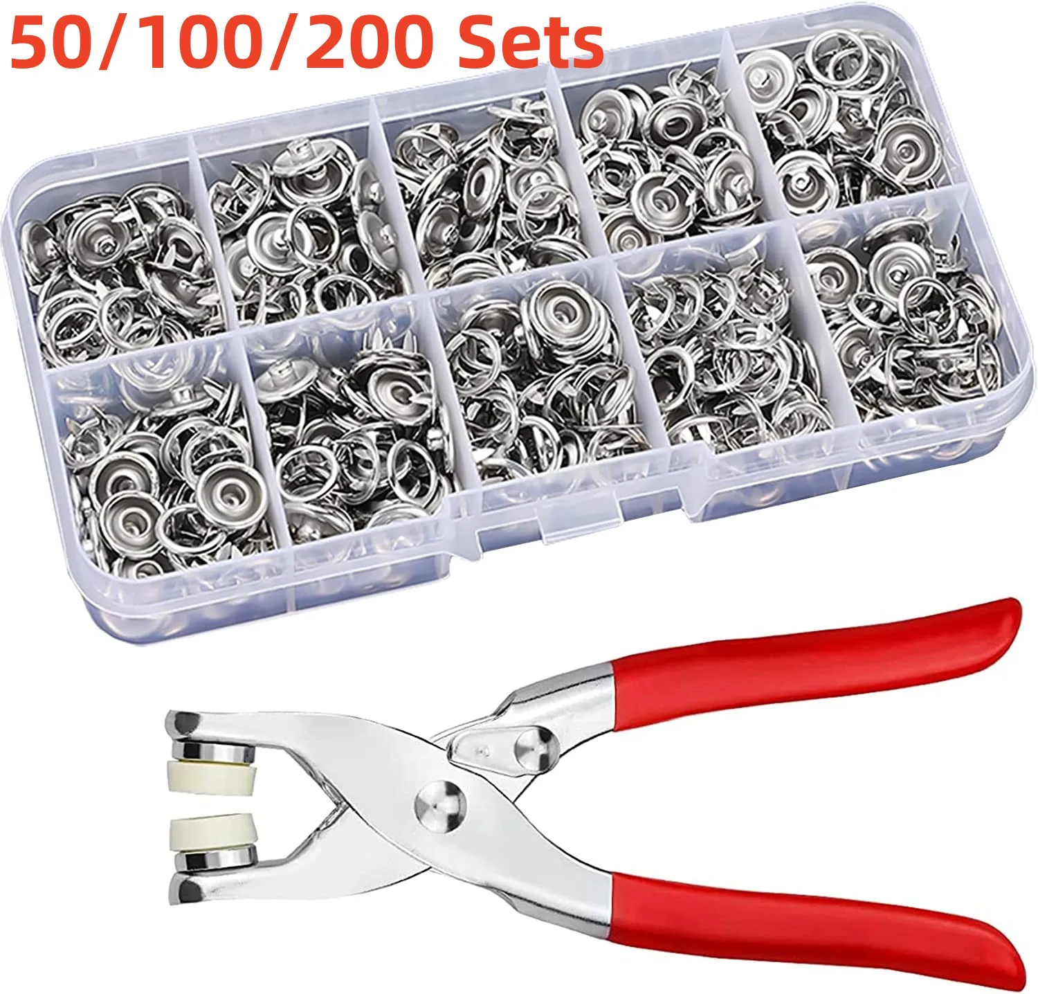 50/100/200 Sets Plier Tool Metal Snap Button Sewing Button Thickened Snap Fasten