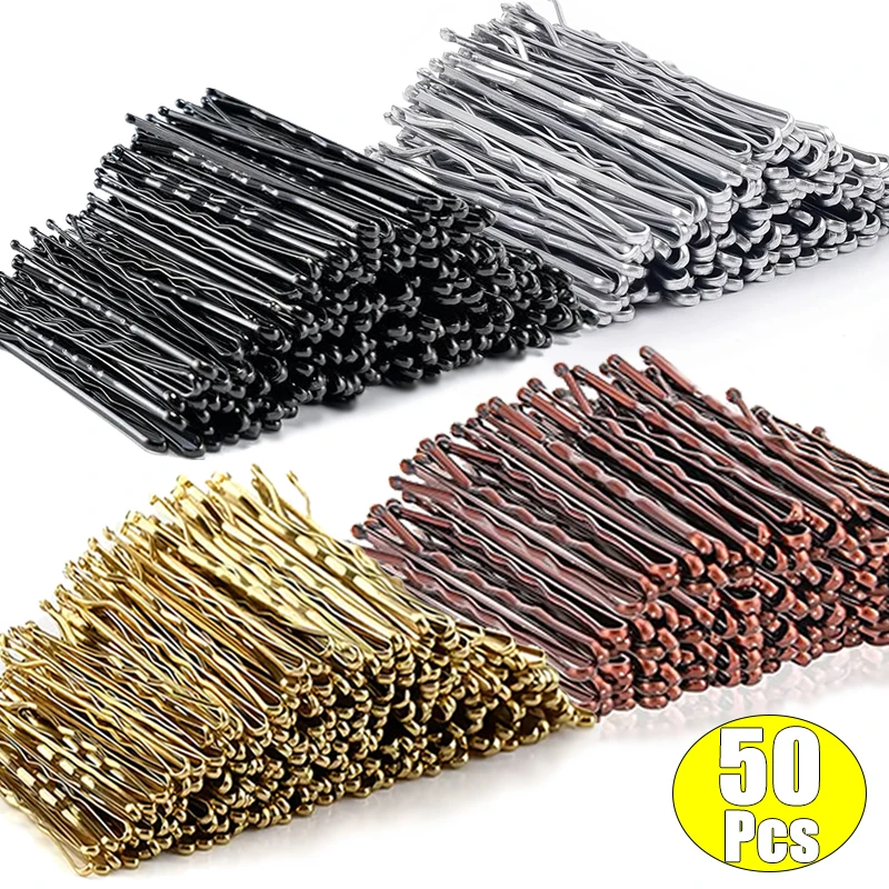 50/60pcs Simple Black Hair Clips For Girls Bobby Pins Invisible Wave Curly Bride