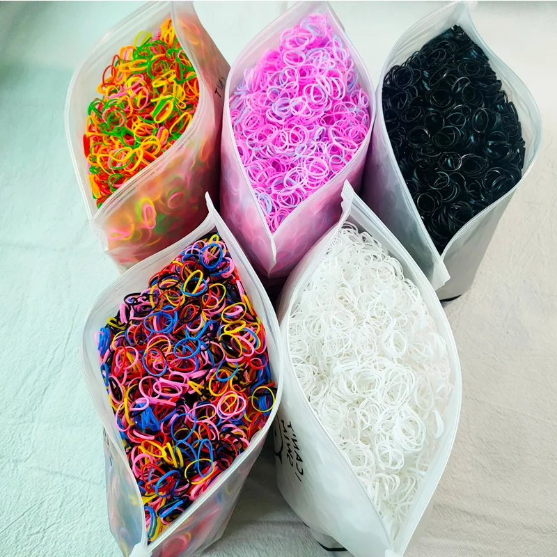 500/1000/2000pcs Girls Colourful Disposable Rubber Band Hair Ties Headband Child