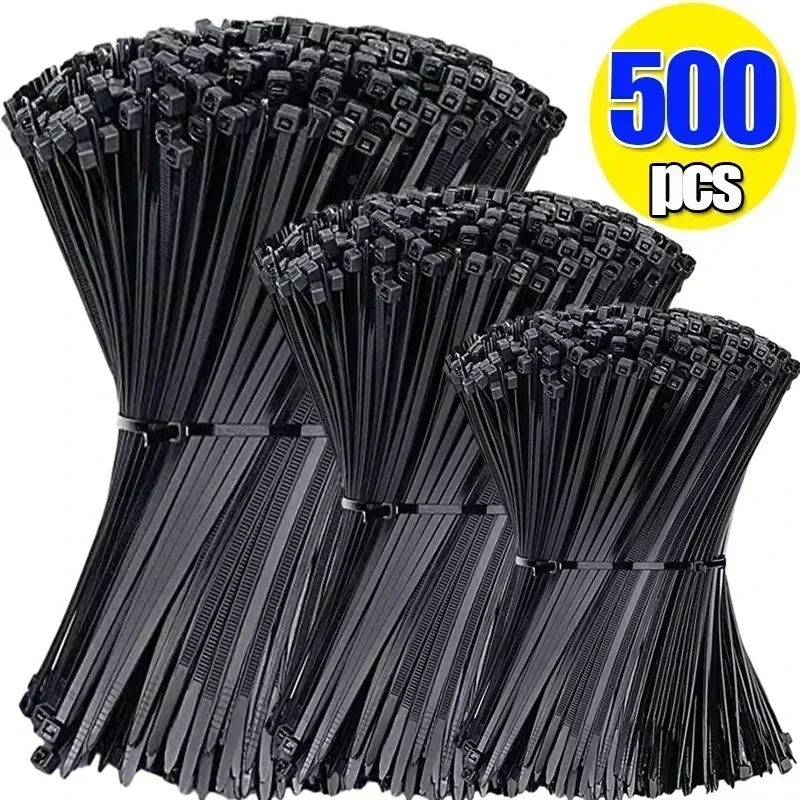 500/100Pcs Plastic Nylon Cable Ties Self-locking Cord Ties Straps Adjustable Cab