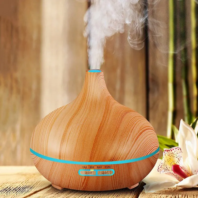 500 ML Intelligent Colorful Light Wood Grain Aromatherapys Machine Household Mis