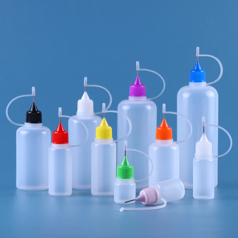 5PCS 3ml-120ml Plastic Squeezable Needle Bottles Eye Liquid Dropper Sample Drop 