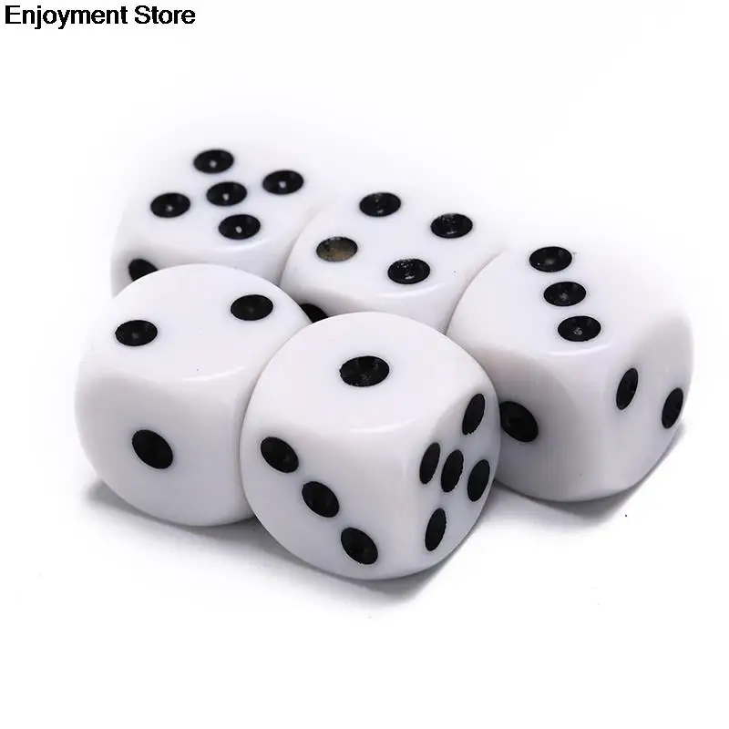 5Pcs/Lot 6 Sided Drinking Dice 16MM White Dices Acrylic Round Corner Data Party 