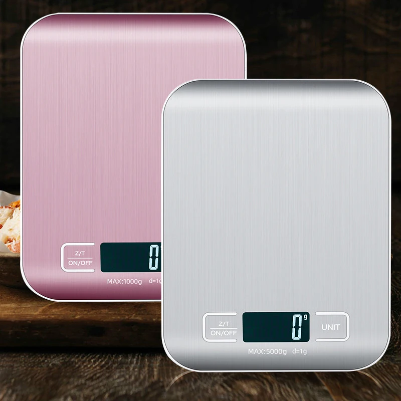 5kg/10kg Rechargeable Kitchen Scale LCD Display Stainless Steel Electronic Scale