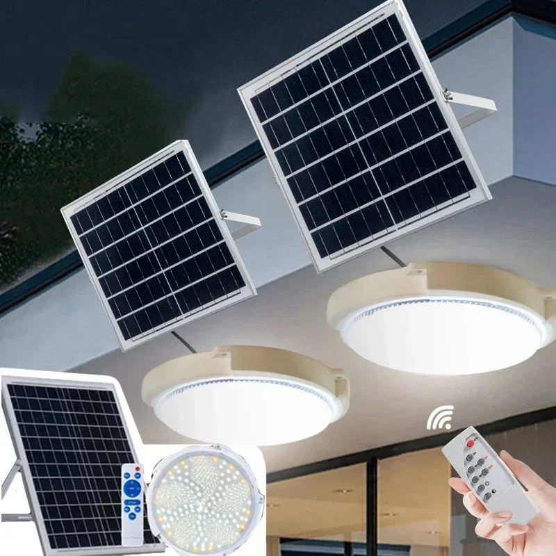 60/500W LED Solar Ceiling Light Pendant Light Outdoor Indoor Solar-Power Lamp wi