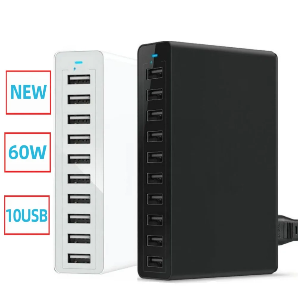 60W 10Port USB Charger for iPhone iPad Kindle Samsung Xiaomi Charging Station Do