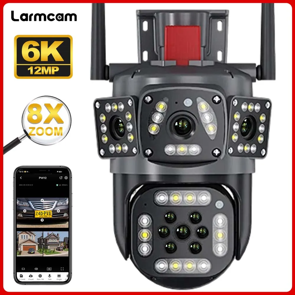 6K 12MP WiFi IP Camera Outdoor 360° Video Surveillance Security-Protection Three
