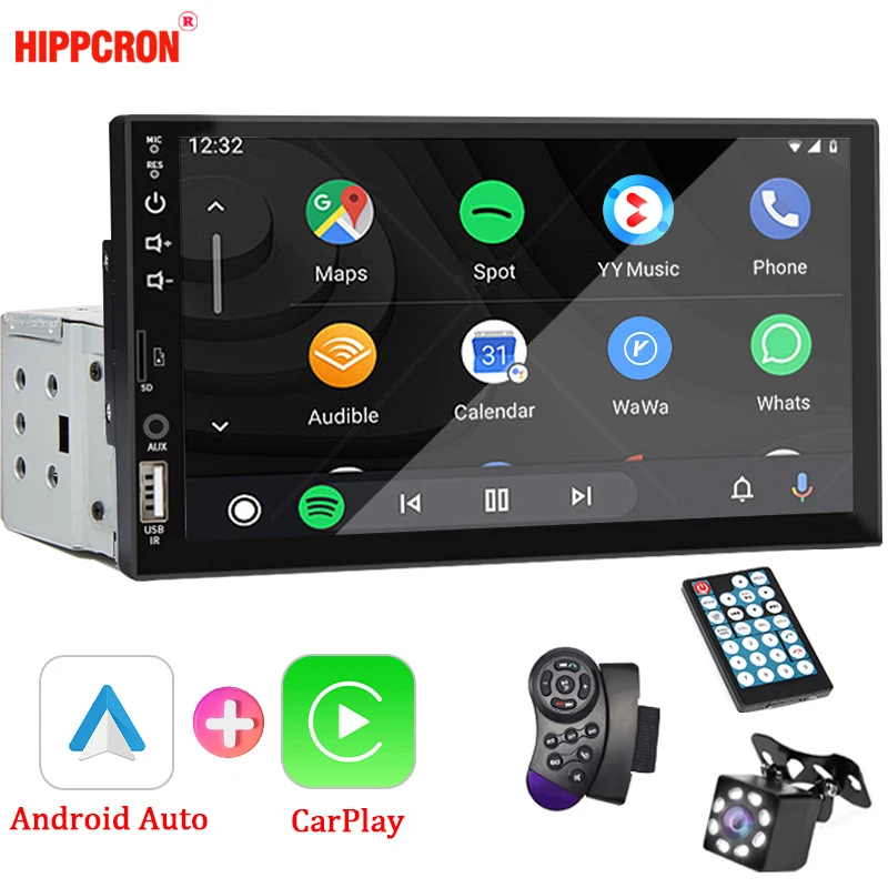 7“ Car Radio 1 Din Carplay Android Auto Multimedia Player HD Touch Screen FM AUX