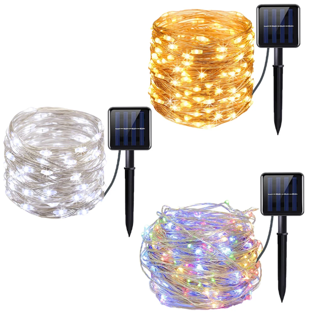 7M/12M/22M/32M LED Solar String Fairy Lights Outdoor Path Garlands Lamp Patio Wa