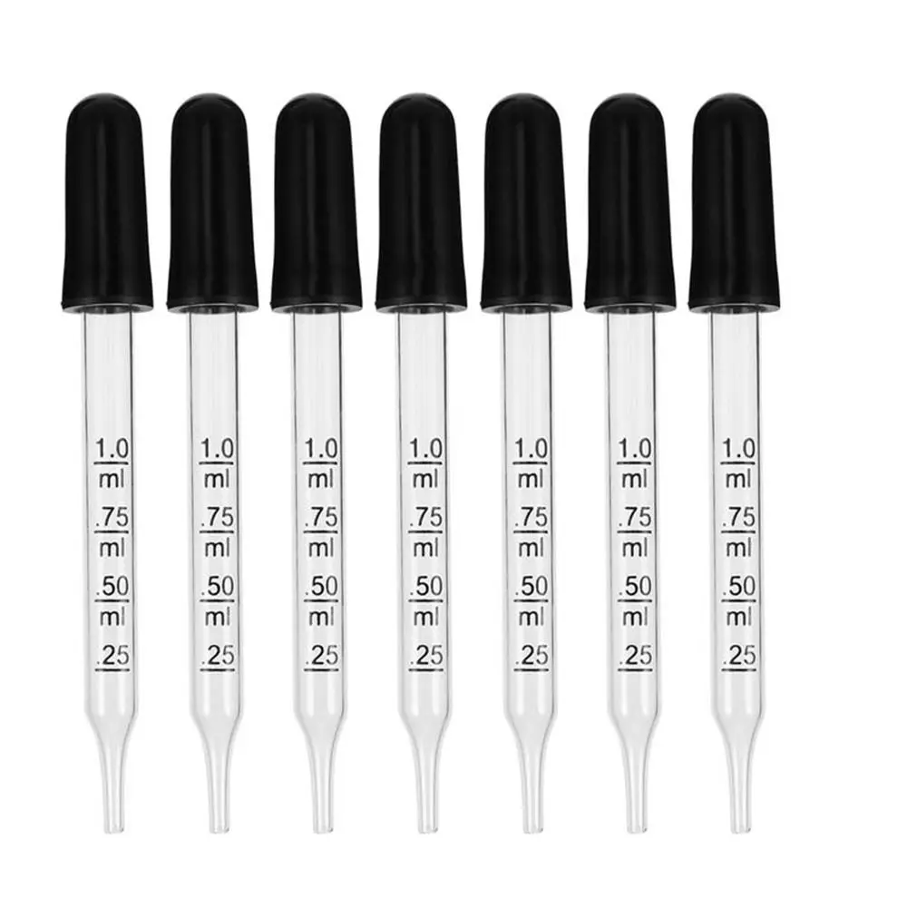 7Pcs Glass Scale Dropper Rubber Head Scale Pipette Dropper Essential Oil Bottle 
